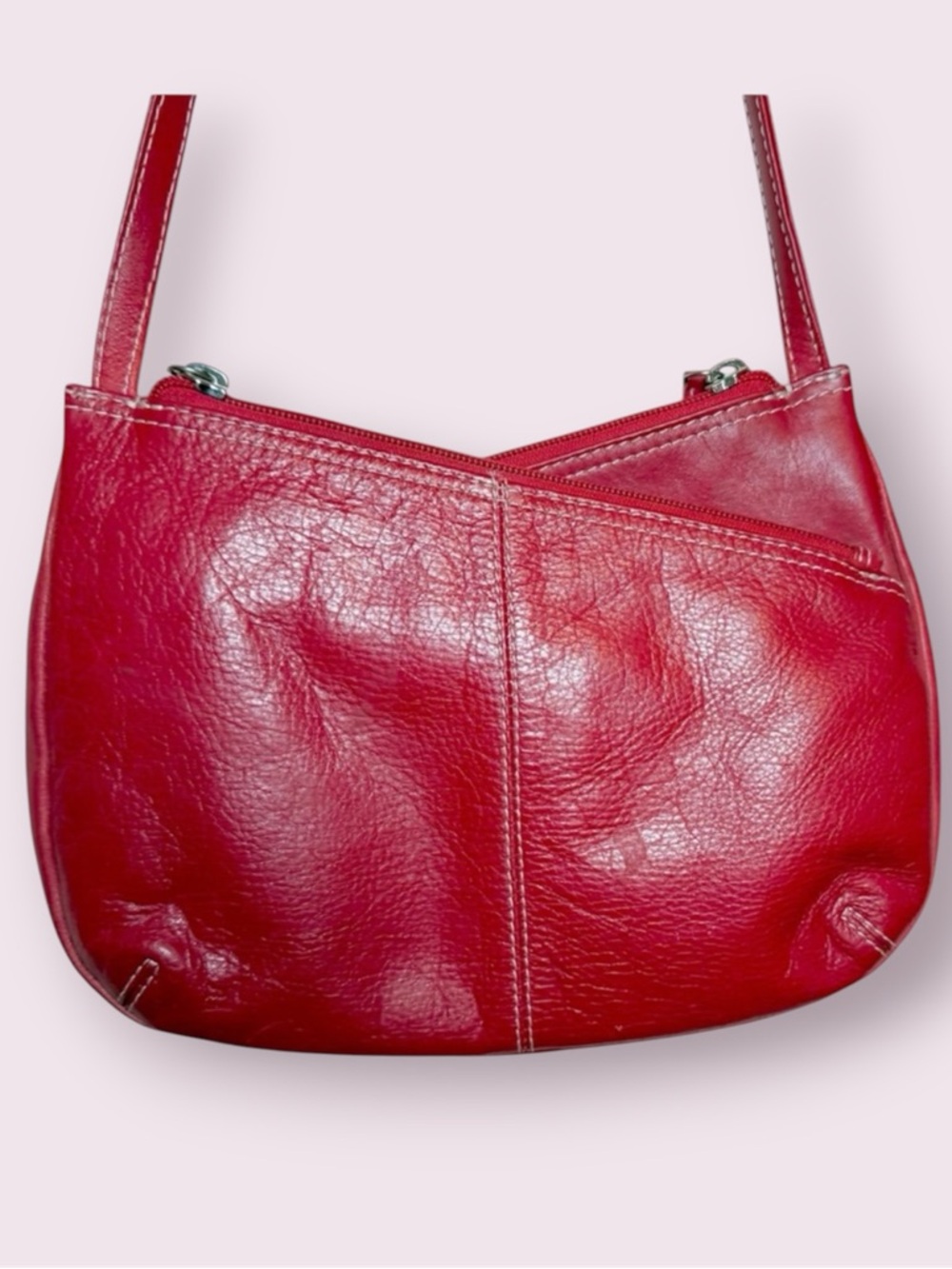 ILI New York Red Leather Shoulder Bag